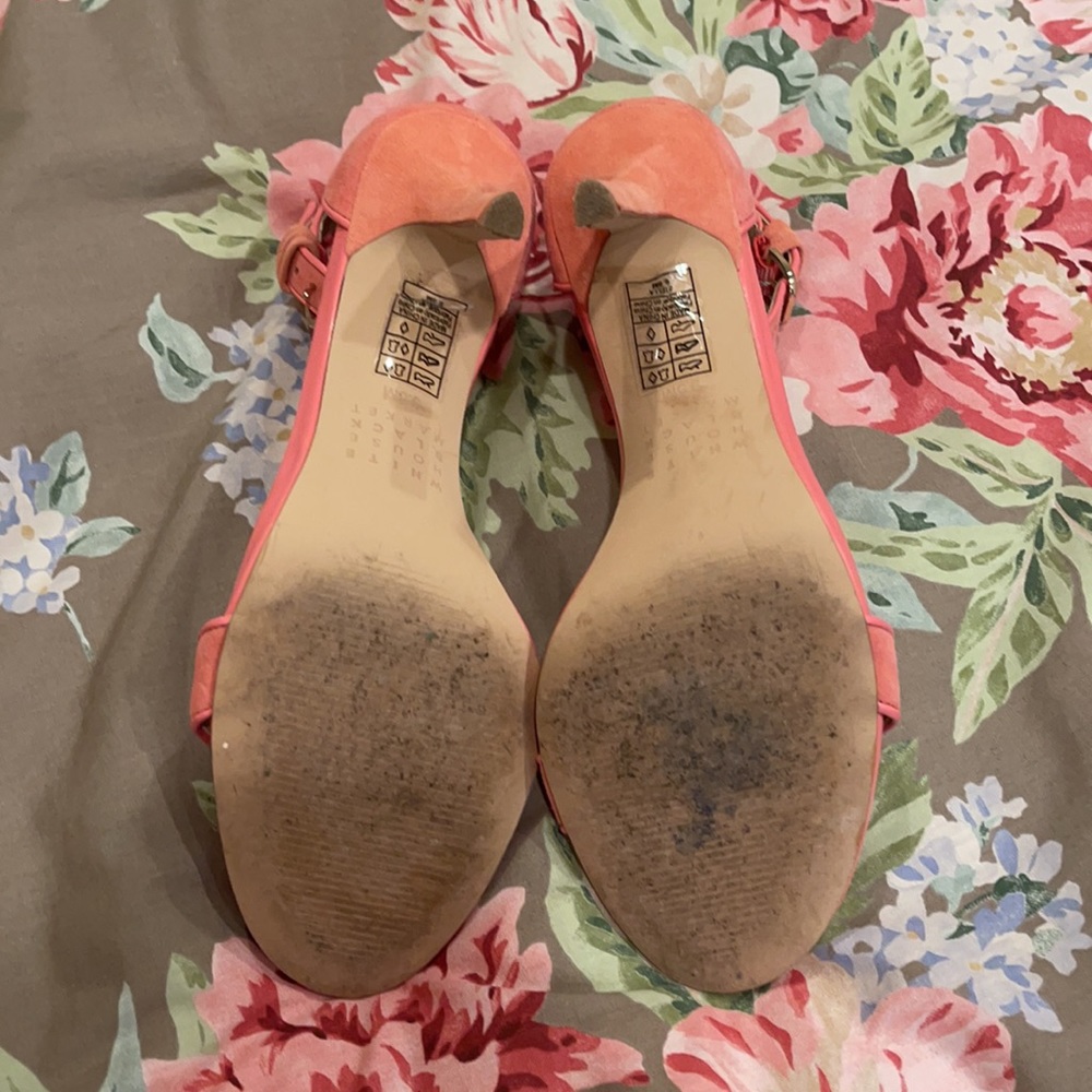 WHBM Two-Piece Suede Heels in Peach Pink Sz 9.5 - Picture 8 of 12